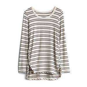 Market & Spruce Zansia Curved Curved Hem French Terry Knit Top